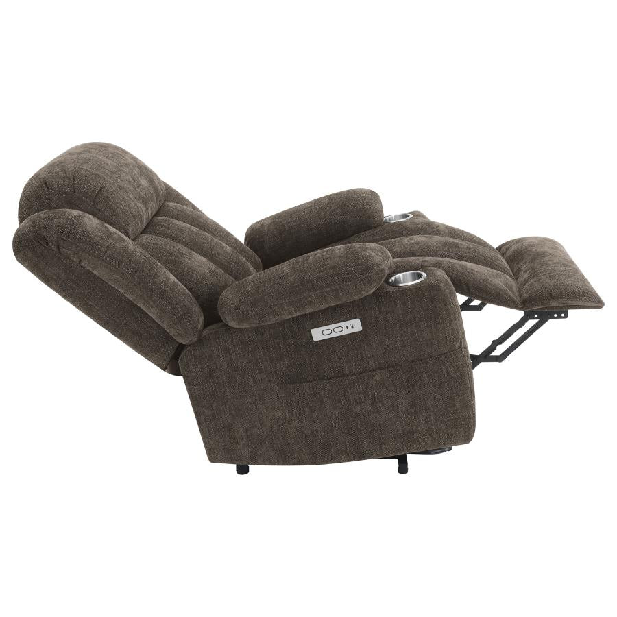 Houston Upholstered Power Lift Recliner Chair Dark Brown - Home & Sleep Outlet
