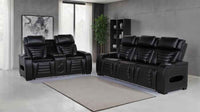 Zuma 2-piece Faux Leather Dual Power LED Sofa Set Black - Home & Sleep Outlet