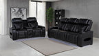 Zuma 2-piece Faux Leather Dual Power LED Sofa Set Black