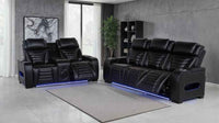 Zuma 2-piece Faux Leather Dual Power LED Sofa Set Black - Home & Sleep Outlet