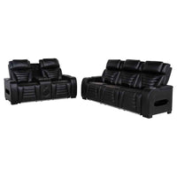 Zuma 2-piece Faux Leather Dual Power LED Sofa Set Black - Home & Sleep Outlet