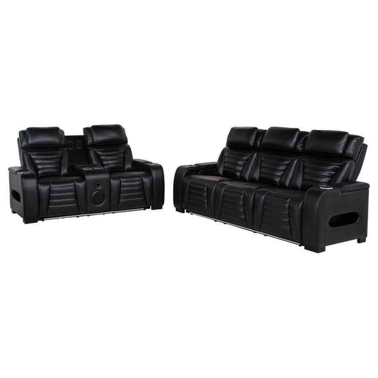 Zuma 2-piece Faux Leather Dual Power LED Sofa Set Black - Home & Sleep Outlet