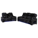 Zuma 2-piece Faux Leather Dual Power LED Sofa Set Black - Home & Sleep Outlet