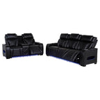 Zuma 2-piece Faux Leather Dual Power LED Sofa Set Black