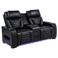 Zuma 2-piece Faux Leather Dual Power LED Sofa Set Black - Home & Sleep Outlet