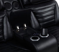 Zuma 2-piece Faux Leather Dual Power LED Sofa Set Black - Home & Sleep Outlet