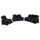 Zuma 3-piece Faux Leather Dual Power LED Sofa Set Black - Home & Sleep Outlet