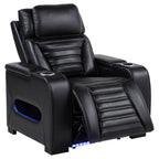 Zuma 3-piece Faux Leather Dual Power LED Sofa Set Black