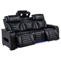 Zuma Faux Leather Dual Power Reclining LED Sofa Black - Home & Sleep Outlet