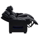 Zuma Faux Leather Dual Power Reclining LED Sofa Black - Home & Sleep Outlet