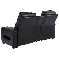 Zuma Faux Leather Dual Power Reclining LED Loveseat Black - Home & Sleep Outlet