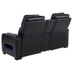Zuma Faux Leather Dual Power Reclining LED Loveseat Black