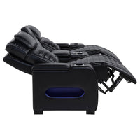 Zuma Faux Leather Dual Power Reclining LED Loveseat Black - Home & Sleep Outlet