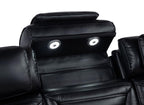 Zuma Faux Leather Dual Power Reclining LED Loveseat Black