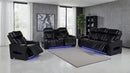 Zuma Faux Leather Dual Power Reclining LED Loveseat Black - Home & Sleep Outlet