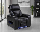 Zuma Faux Leather Upholstered Dual Power LED Recliner Black - Home & Sleep Outlet