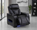 Zuma Faux Leather Upholstered Dual Power LED Recliner Black - Home & Sleep Outlet