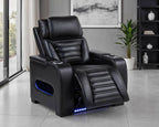 Home & Sleep Outlet - Zuma Faux Leather Upholstered Dual Power LED Recliner Black