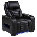 Zuma Faux Leather Upholstered Dual Power LED Recliner Black - Home & Sleep Outlet