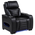 Home & Sleep Outlet - Zuma Faux Leather Upholstered Dual Power LED Recliner Black
