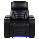 Zuma Faux Leather Upholstered Dual Power LED Recliner Black - Home & Sleep Outlet