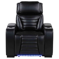 Zuma Faux Leather Upholstered Dual Power LED Recliner Black - Home & Sleep Outlet