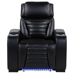 Home & Sleep Outlet - Zuma Faux Leather Upholstered Dual Power LED Recliner Black