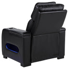 Home & Sleep Outlet - Zuma Faux Leather Upholstered Dual Power LED Recliner Black