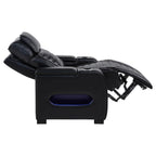 Home & Sleep Outlet - Zuma Faux Leather Upholstered Dual Power LED Recliner Black