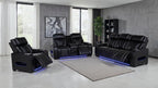 Home & Sleep Outlet - Zuma Faux Leather Upholstered Dual Power LED Recliner Black