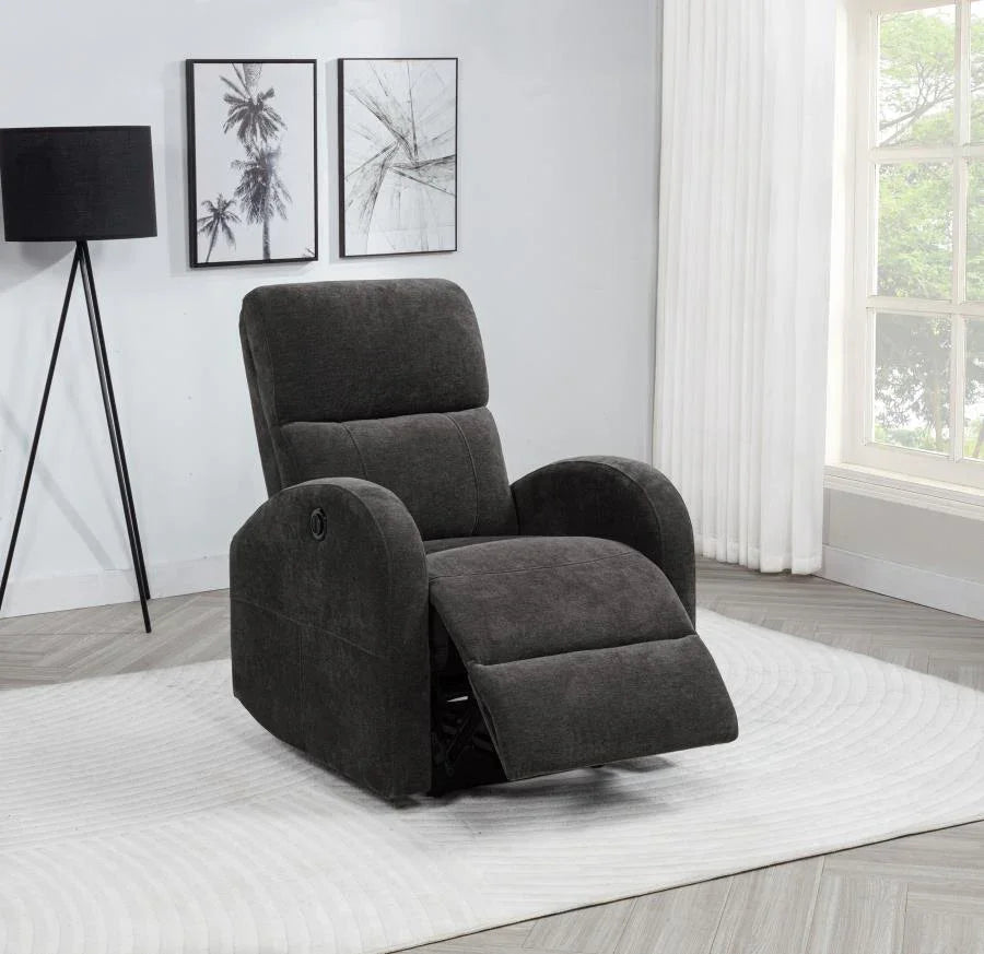 Home & Sleep Outlet - Grant Fabric Upholstered Power Recliner Chair Charcoal Grey