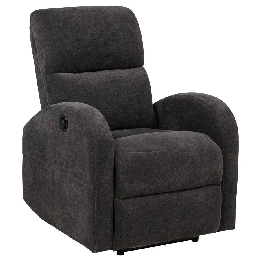 Home & Sleep Outlet - Grant Fabric Upholstered Power Recliner Chair Charcoal Grey