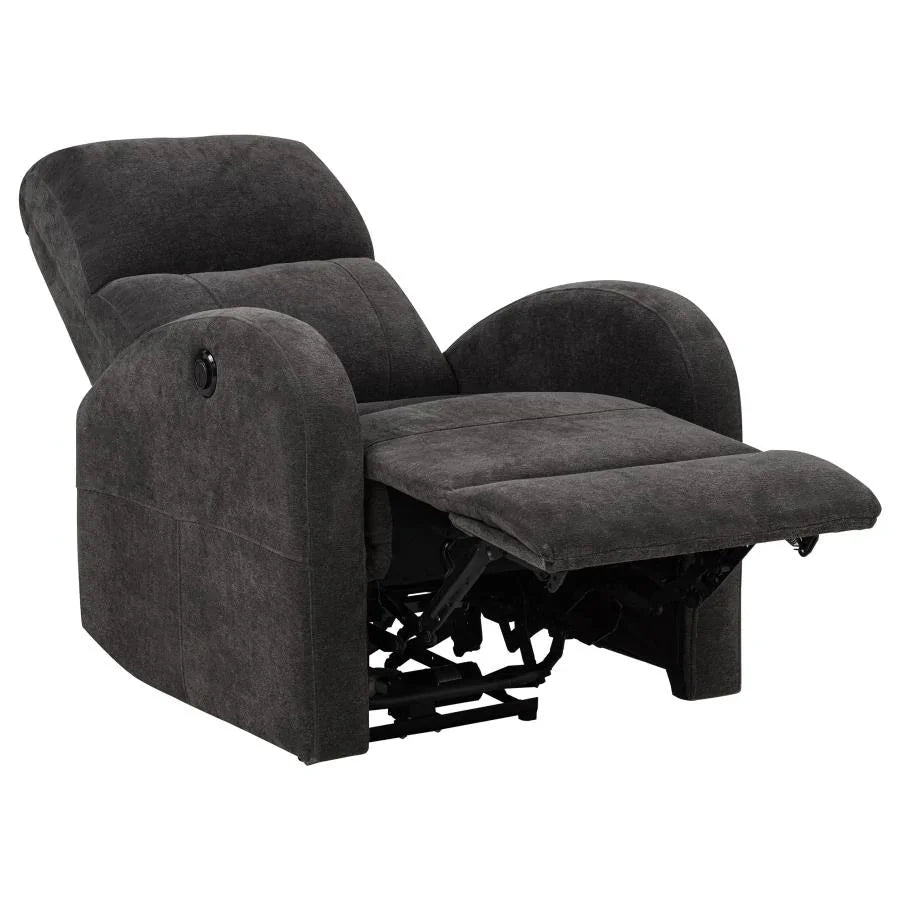 Home & Sleep Outlet - Grant Fabric Upholstered Power Recliner Chair Charcoal Grey