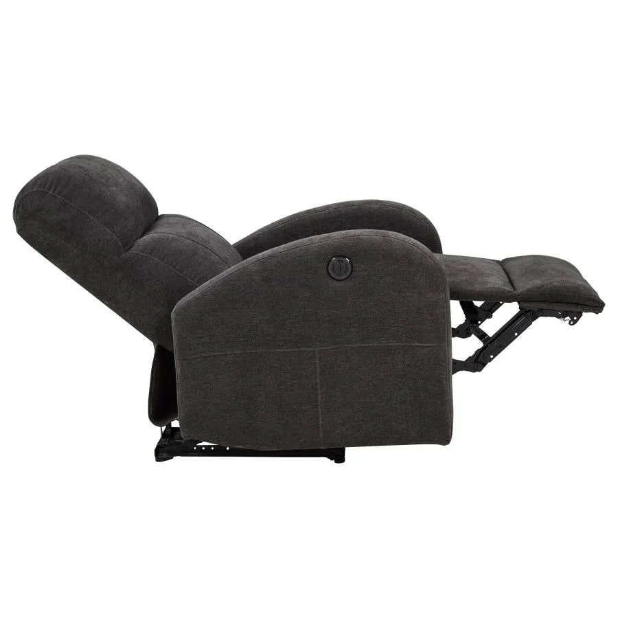 Home & Sleep Outlet - Grant Fabric Upholstered Power Recliner Chair Charcoal Grey