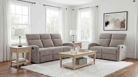 Hamilton 2-piece Chenille Manual Reclining Sofa Set Sand