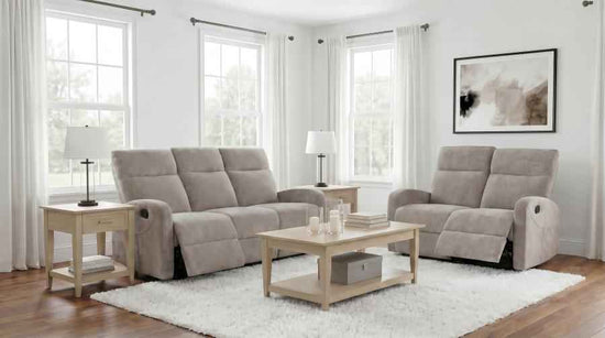 Hamilton 2-piece Chenille Manual Reclining Sofa Set Sand