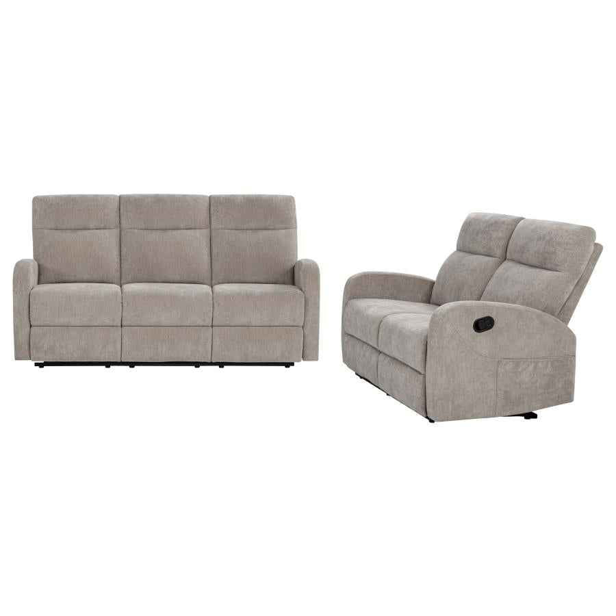 Hamilton 2-piece Chenille Manual Reclining Sofa Set Sand - Home & Sleep Outlet