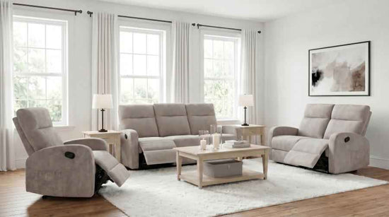Hamilton 3-piece Chenille Manual Reclining Sofa Set Sand