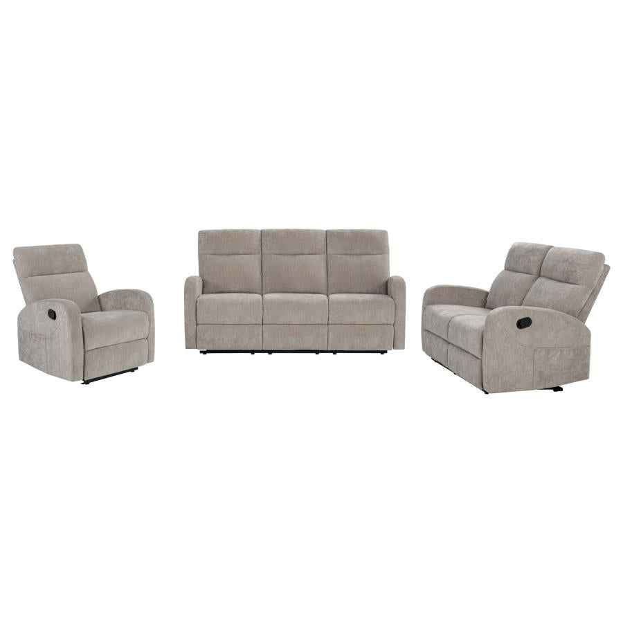 Hamilton 3-piece Chenille Manual Reclining Sofa Set Sand - Home & Sleep Outlet