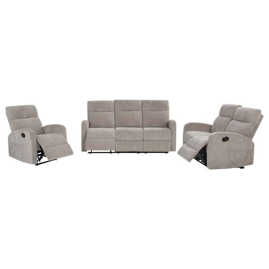Hamilton 3-piece Chenille Manual Reclining Sofa Set Sand - Home & Sleep Outlet