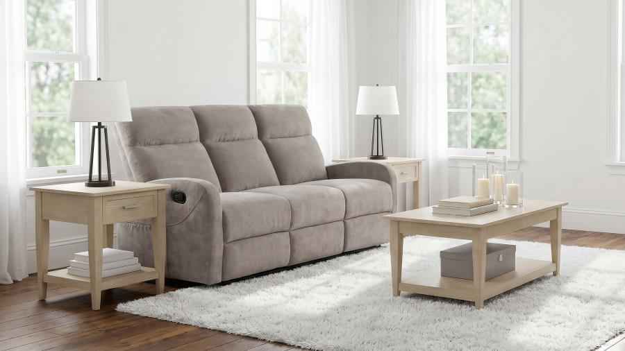 Hamilton Chenille Manual Reclining Sofa Sand - Home & Sleep Outlet