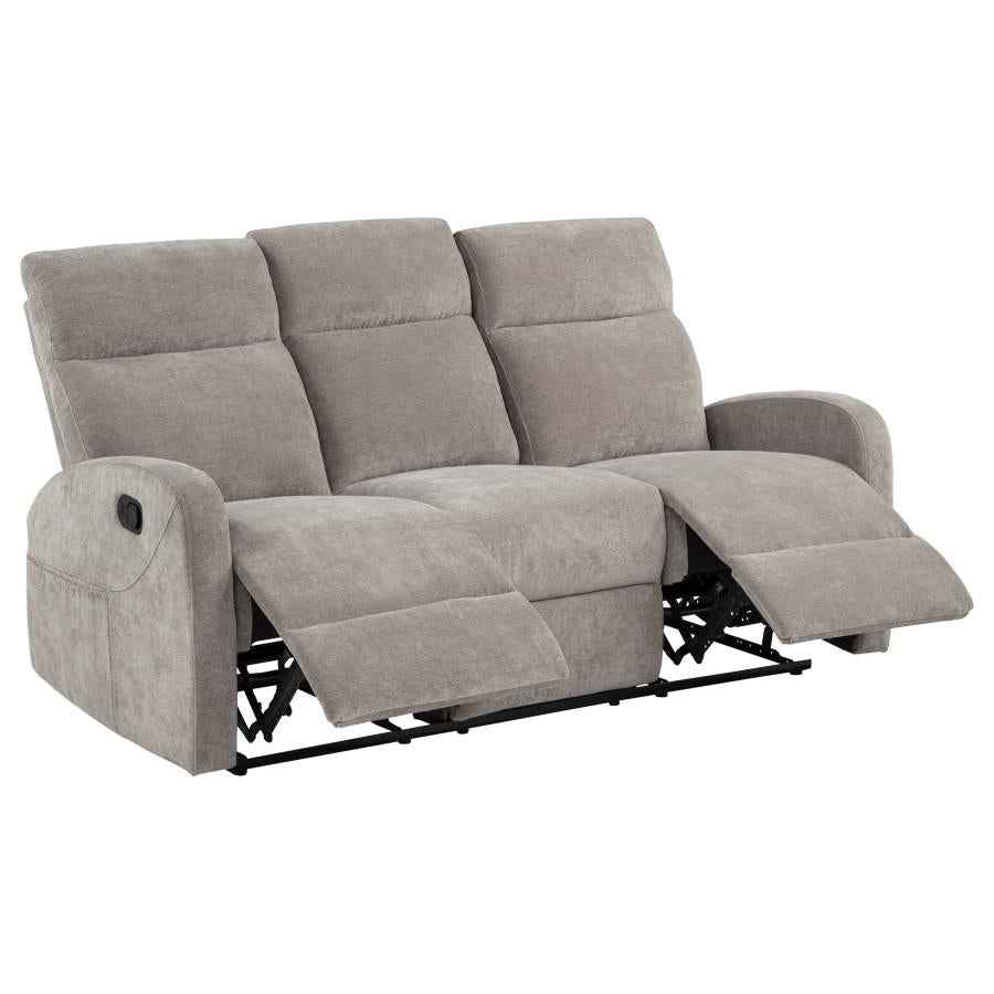 Hamilton Chenille Manual Reclining Sofa Sand - Home & Sleep Outlet