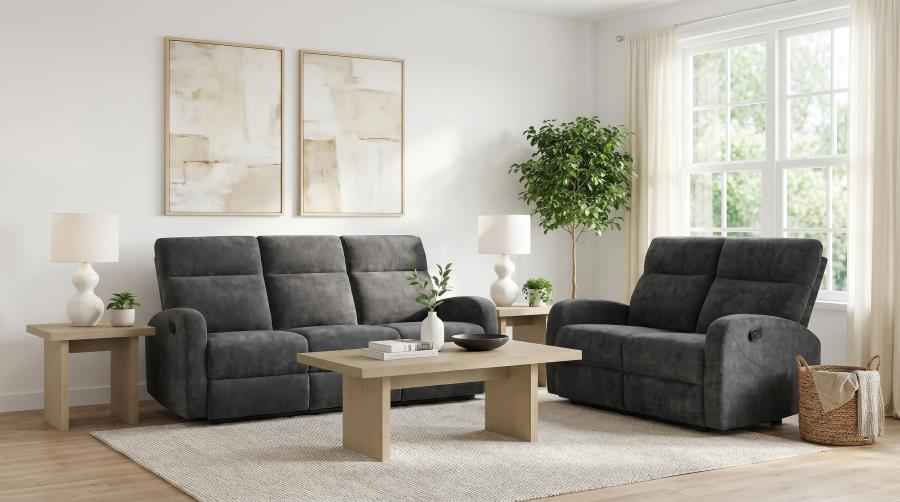 Hamilton 2-piece Chenille Manual Reclining Sofa Set Charcoal Grey - Home & Sleep Outlet