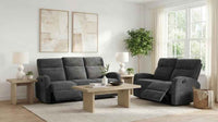 Hamilton 2-piece Chenille Manual Reclining Sofa Set Charcoal Grey - Home & Sleep Outlet