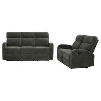 Hamilton 2-piece Chenille Manual Reclining Sofa Set Charcoal Grey - Home & Sleep Outlet