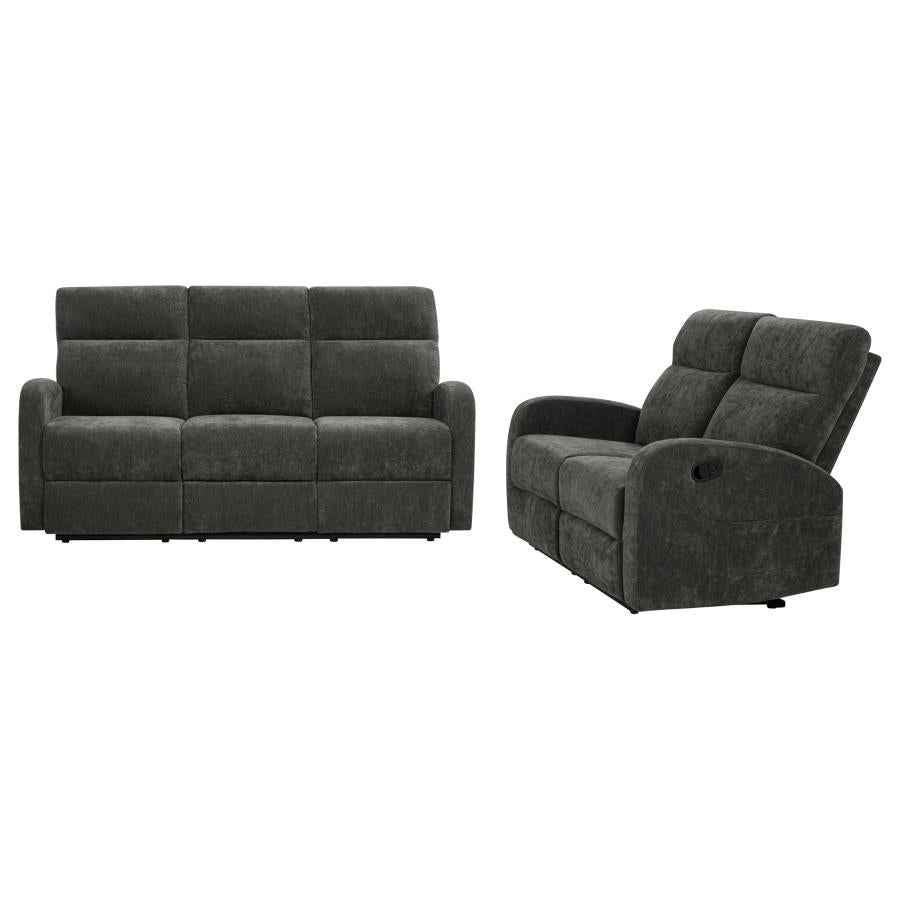 Hamilton 2-piece Chenille Manual Reclining Sofa Set Charcoal Grey - Home & Sleep Outlet