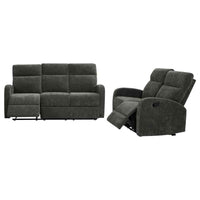Hamilton 2-piece Chenille Manual Reclining Sofa Set Charcoal Grey - Home & Sleep Outlet