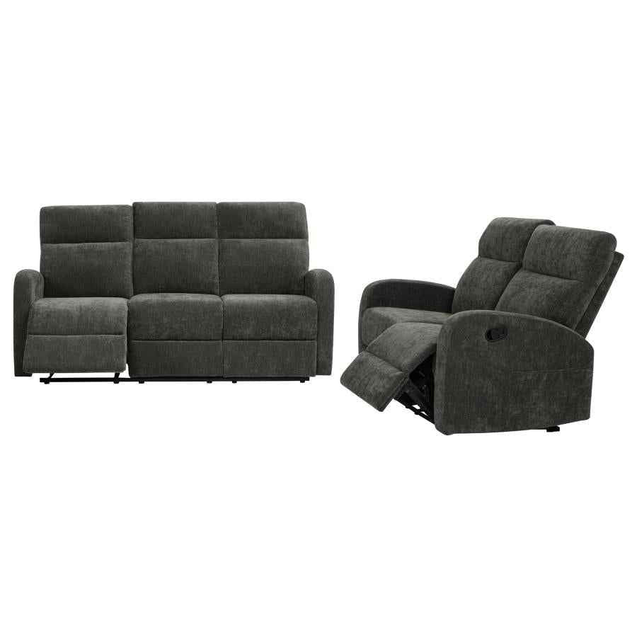 Hamilton 2-piece Chenille Manual Reclining Sofa Set Charcoal Grey - Home & Sleep Outlet