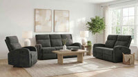 Hamilton 3-piece Chenille Manual Reclining Sofa Set Charcoal Grey - Home & Sleep Outlet
