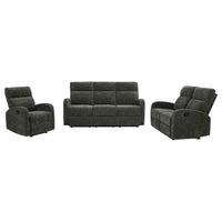 Hamilton 3-piece Chenille Manual Reclining Sofa Set Charcoal Grey - Home & Sleep Outlet